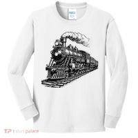 Steam Train Locomotive Steam Engine Kids Long Sleeve Shirt thumb 0