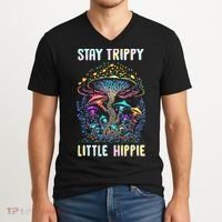 Stay Trippy Little Hippie Mushroom V-Neck T-Shirt thumb 2