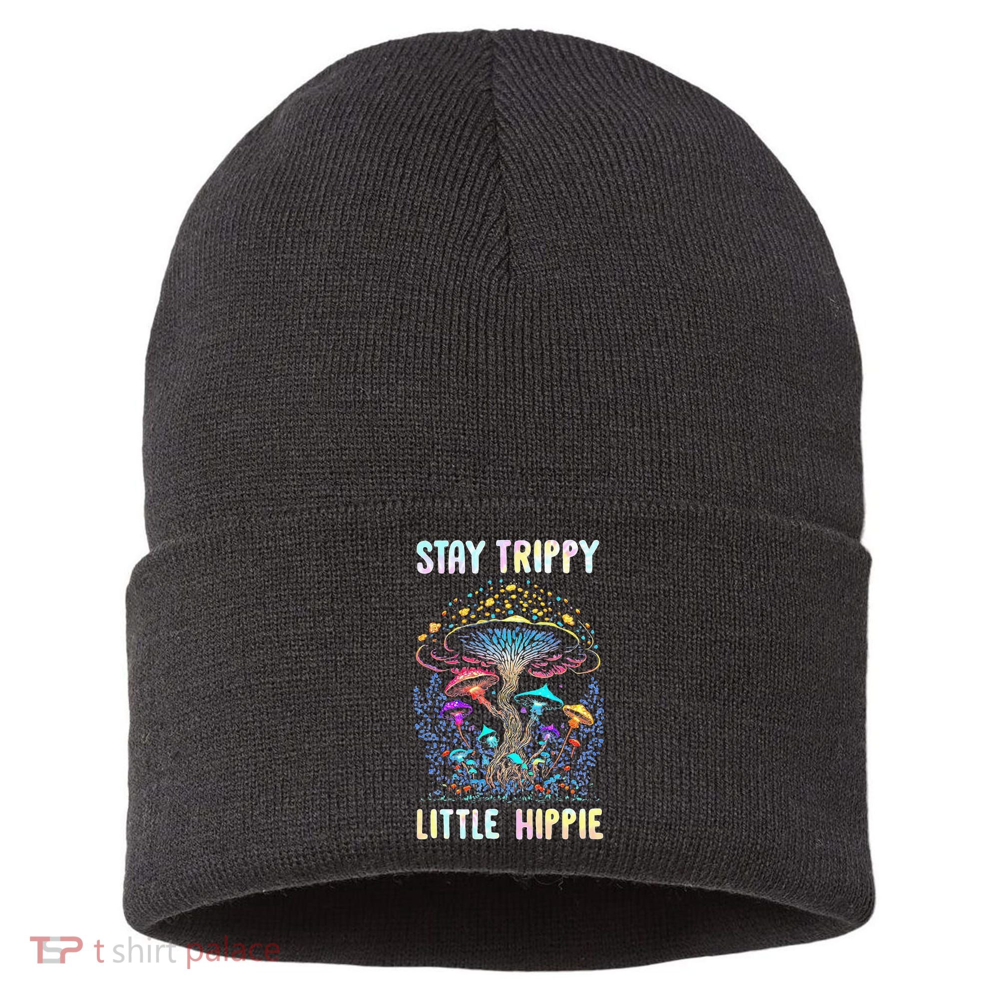 Stay Trippy Little Hippie Mushroom Sustainable Knit Beanie