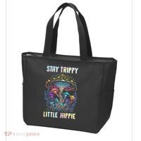 Stay Trippy Little Hippie Mushroom Tote Bag thumb 3