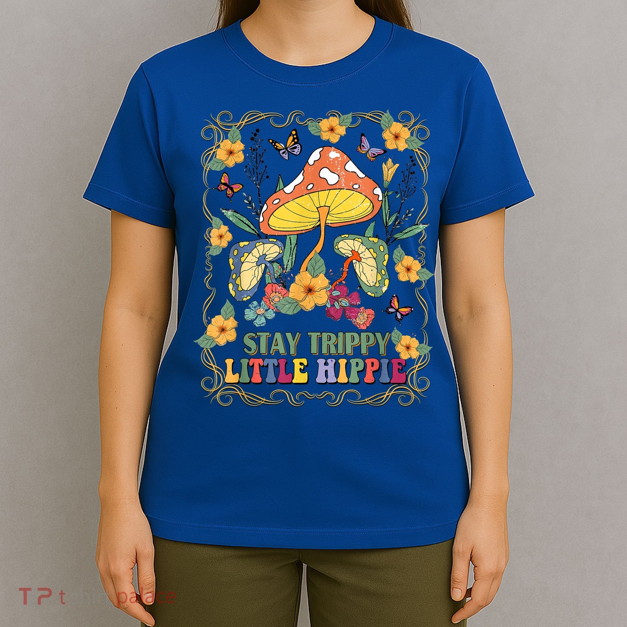 Stay Trippy Little Hippie Retro Mushrooms Vintage 70s Vibes T-Shirt