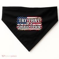 Small Town Leopard Print American USA Flag USA-Made Doggie Bandana thumb 0