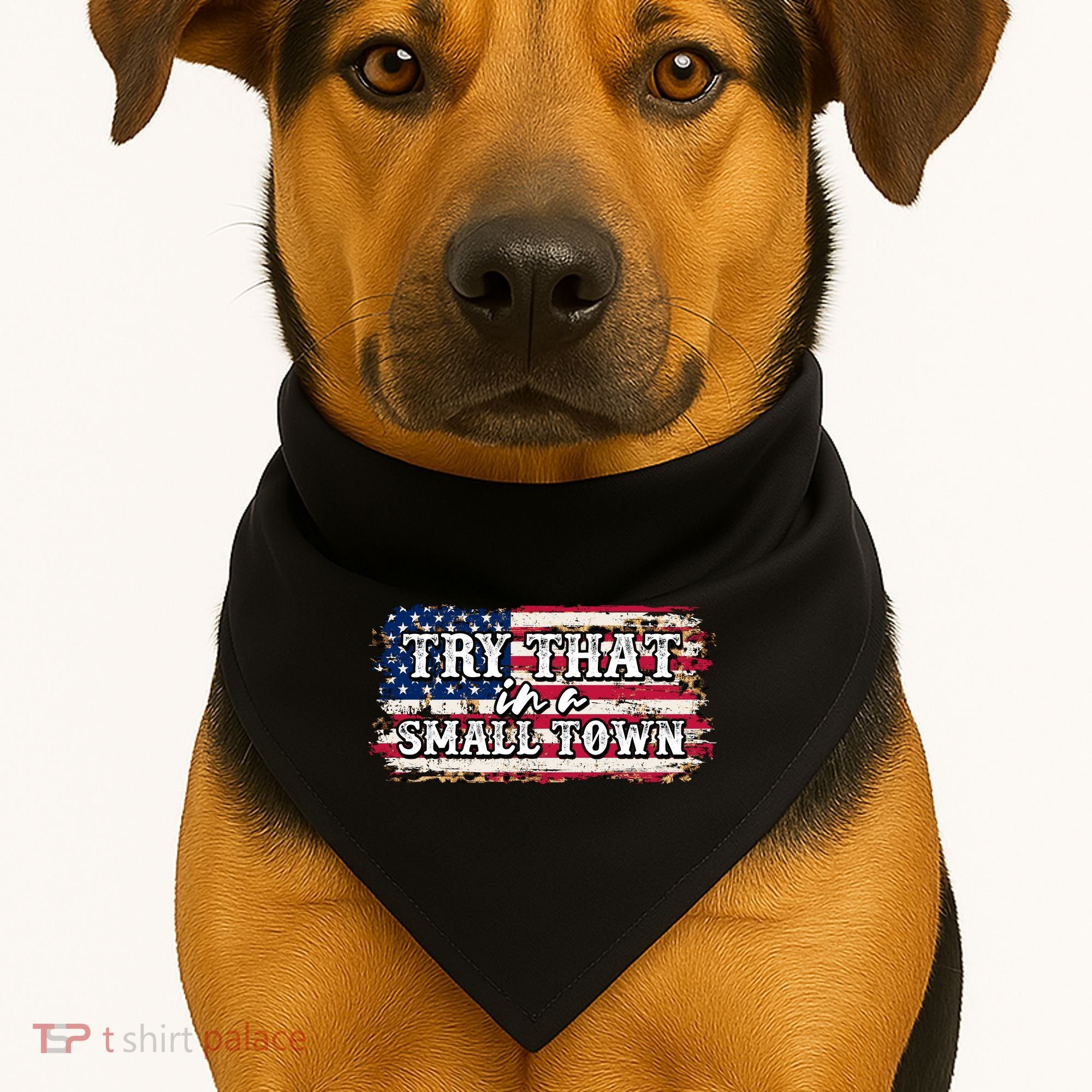 Small Town Leopard Print American USA Flag USA-Made Doggie Bandana