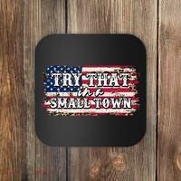 Small Town Leopard Print American USA Flag Coaster thumb 0
