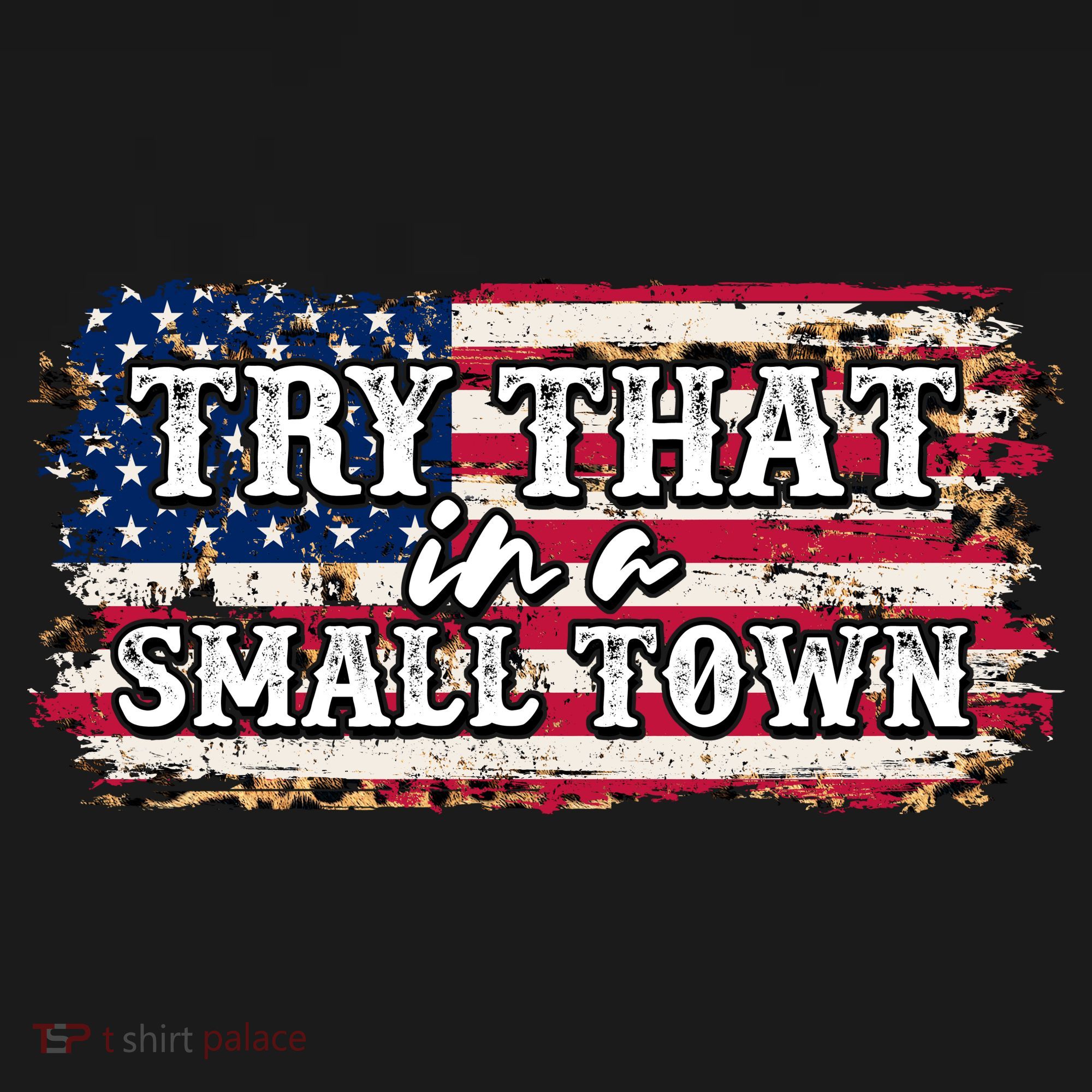 Small Town Leopard Print American USA Flag Polo