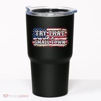 Small Town Leopard Print American USA Flag Tumbler thumb 0