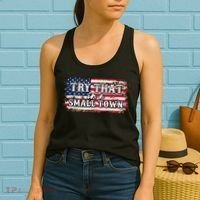 Small Town Leopard Print American USA Flag Women's Tank Top thumb 2