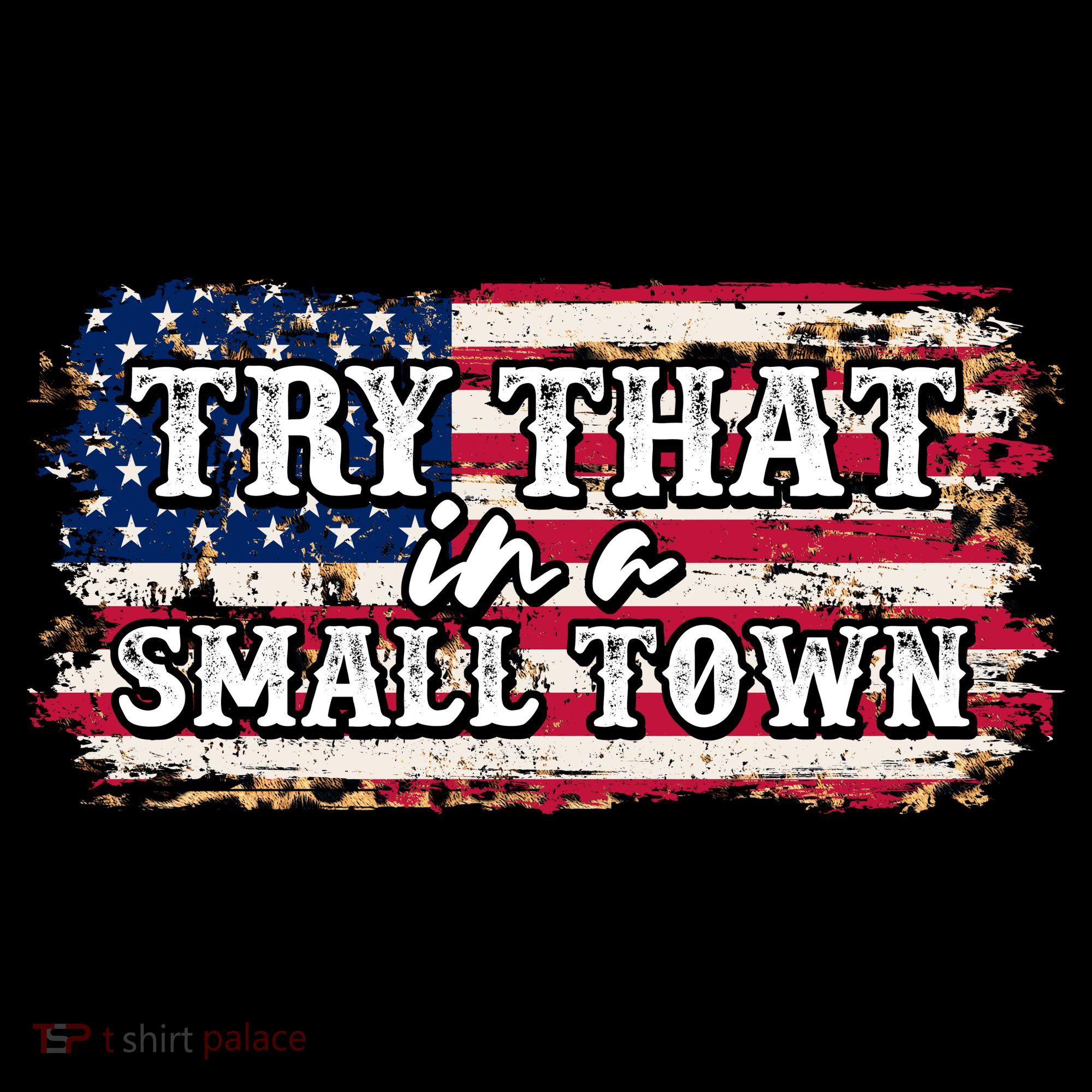 Small Town Leopard Print American USA Flag Women's Tank Top