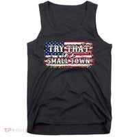 Small Town Leopard Print American USA Flag Tank Top thumb 0