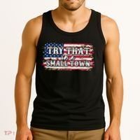 Small Town Leopard Print American USA Flag Tank Top thumb 3