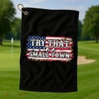 Small Town Leopard Print American USA Flag Golf Towel thumb 1