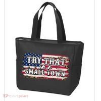 Small Town Leopard Print American USA Flag Tote Bag thumb 3