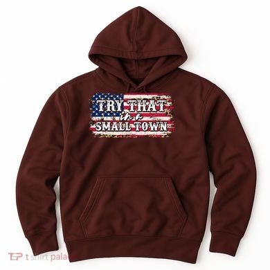 Small Town Leopard Print American USA Flag Hoodie