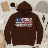 Small Town Leopard Print American USA Flag Hoodie thumb 3