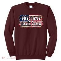 Small Town Leopard Print American USA Flag Sweatshirt thumb 0