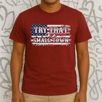 Small Town Leopard Print American USA Flag T-Shirt thumb 3