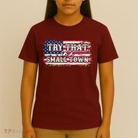 Small Town Leopard Print American USA Flag T-Shirt thumb 4