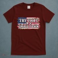 Small Town Leopard Print American USA Flag T-Shirt thumb 5