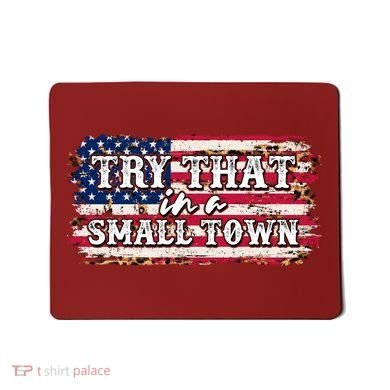 Small Town Leopard Print American USA Flag Mousepad