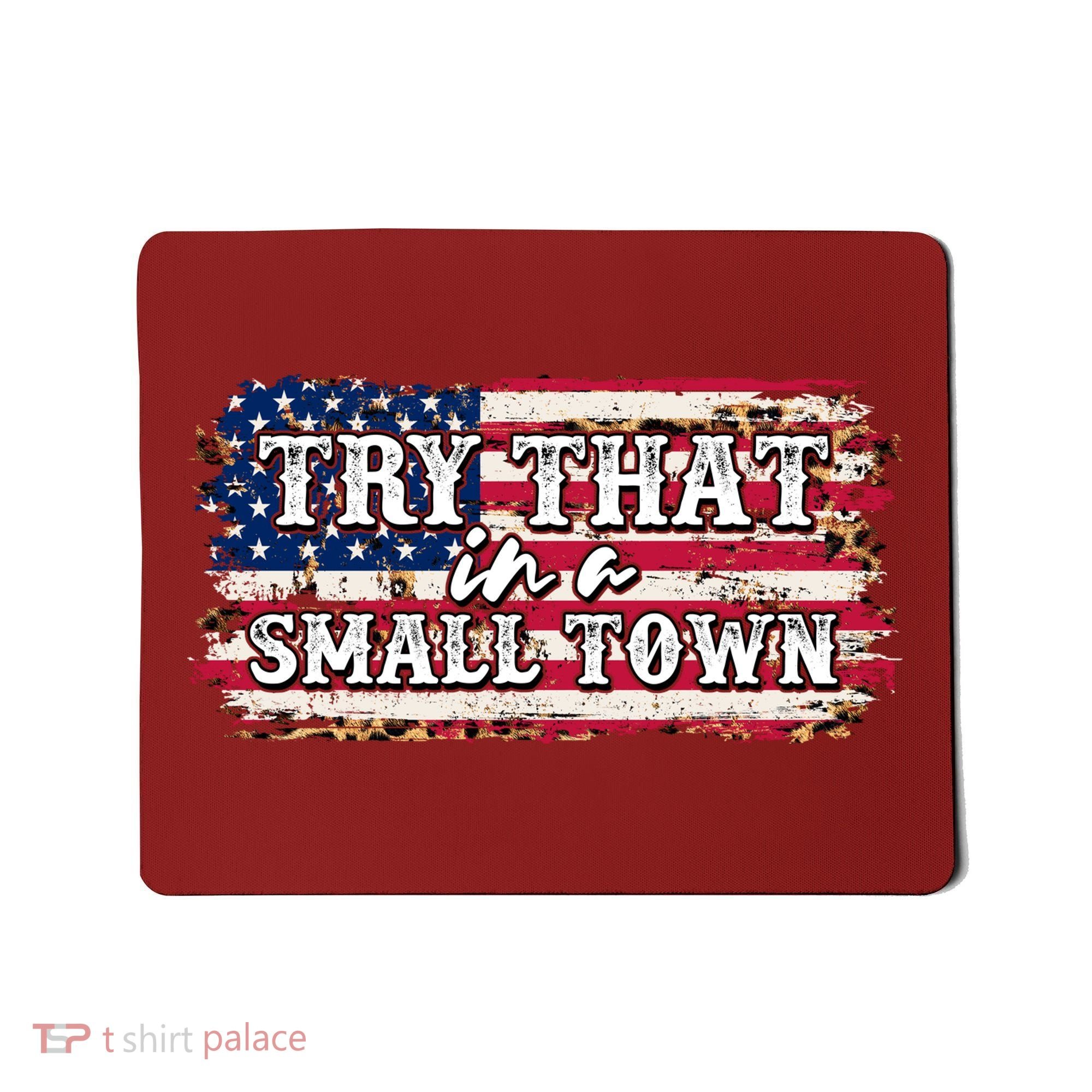 Small Town Leopard Print American USA Flag Mousepad