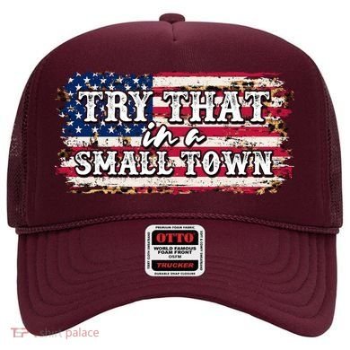 Small Town Leopard Print American USA Flag Hat