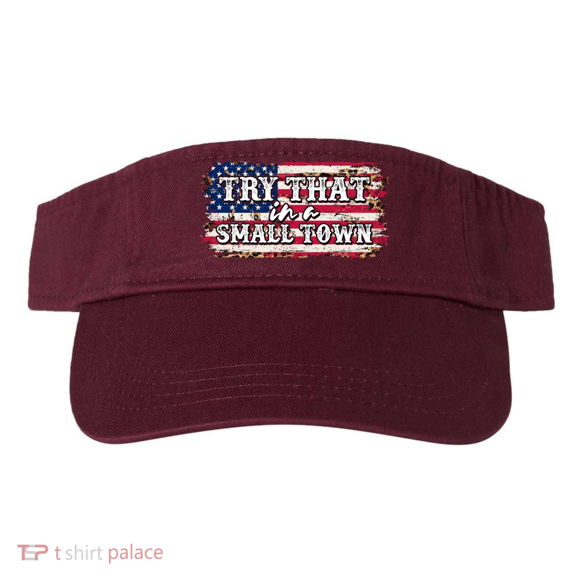 Small Town Leopard Print American USA Flag Visor