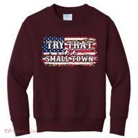 Small Town Leopard Print American USA Flag Kids Sweatshirt thumb 0