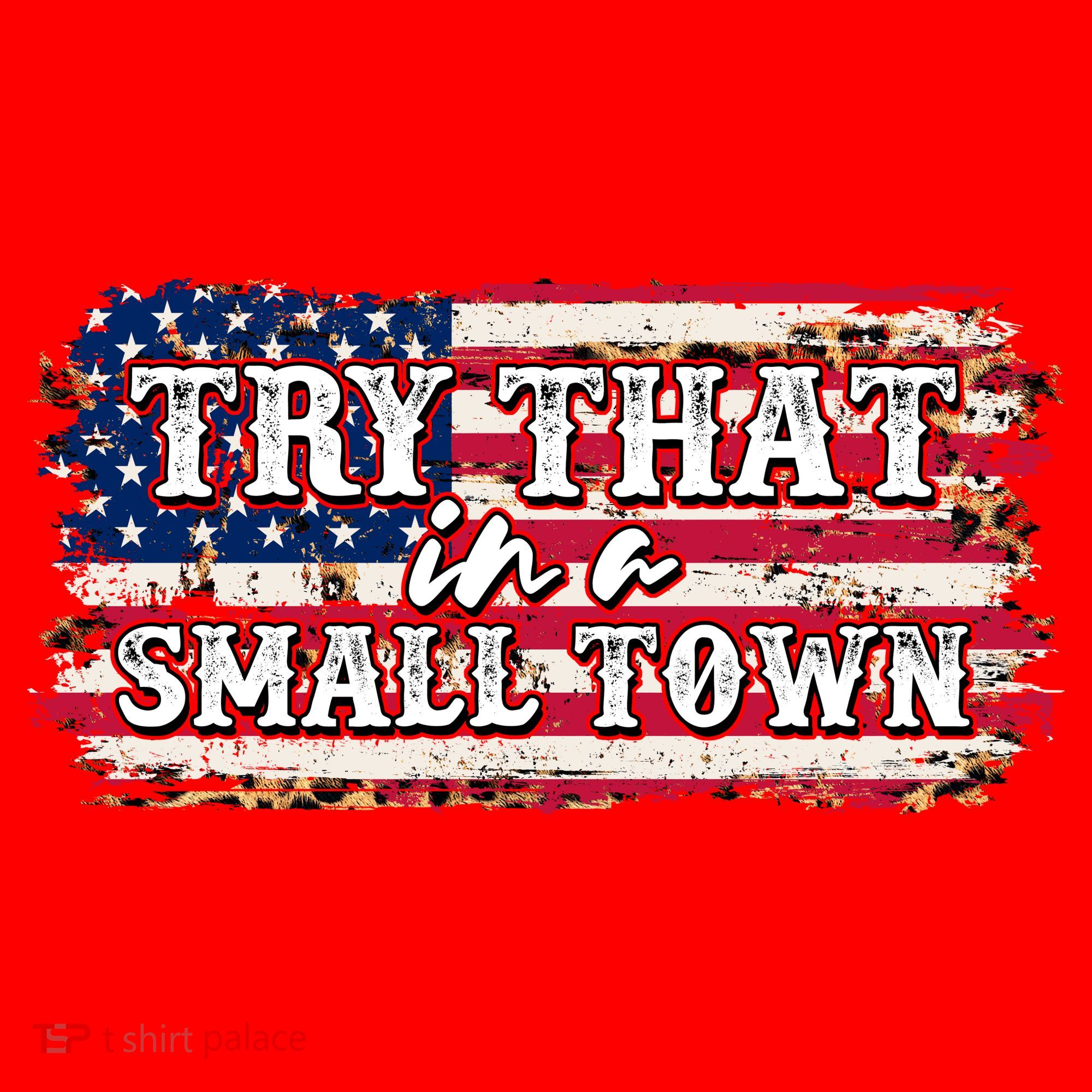 Small Town Leopard Print American USA Flag Santa Hat