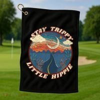 Stay Trippy Little Hippie Funny Peace Love Hippy Gift Golf Towel thumb 1