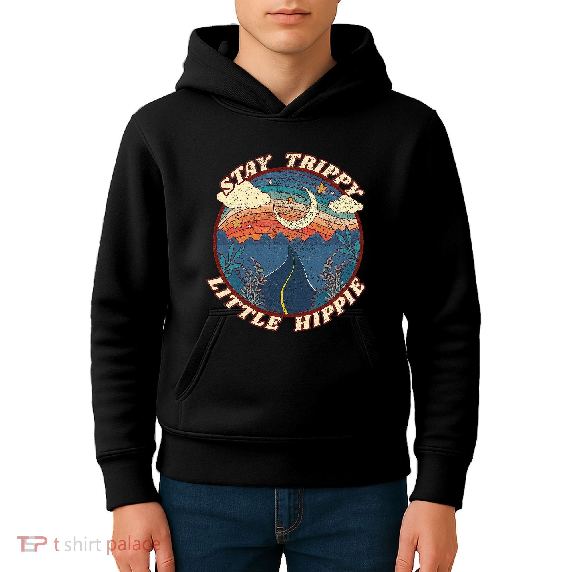 Stay Trippy Little Hippie Funny Peace Love Hippy Gift Kids Hoodie