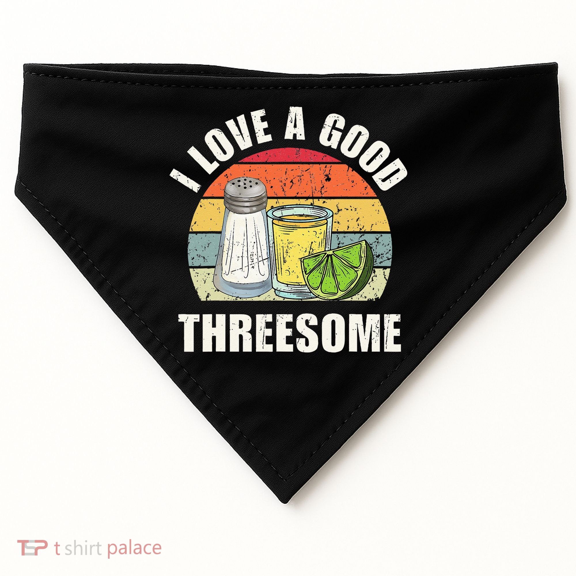 Salt Tequila Lime Love A Good Threesome Humor Bartender USA-Made Doggie Bandana