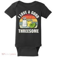 Salt Tequila Lime Love A Good Threesome Humor Bartender Baby Bodysuit thumb 0