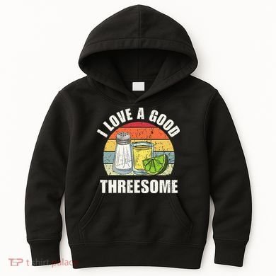 Salt Tequila Lime Love A Good Threesome Humor Bartender Kids Hoodie