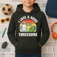 Salt Tequila Lime Love A Good Threesome Humor Bartender Kids Hoodie thumb 2