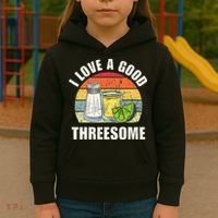 Salt Tequila Lime Love A Good Threesome Humor Bartender Kids Hoodie thumb 3