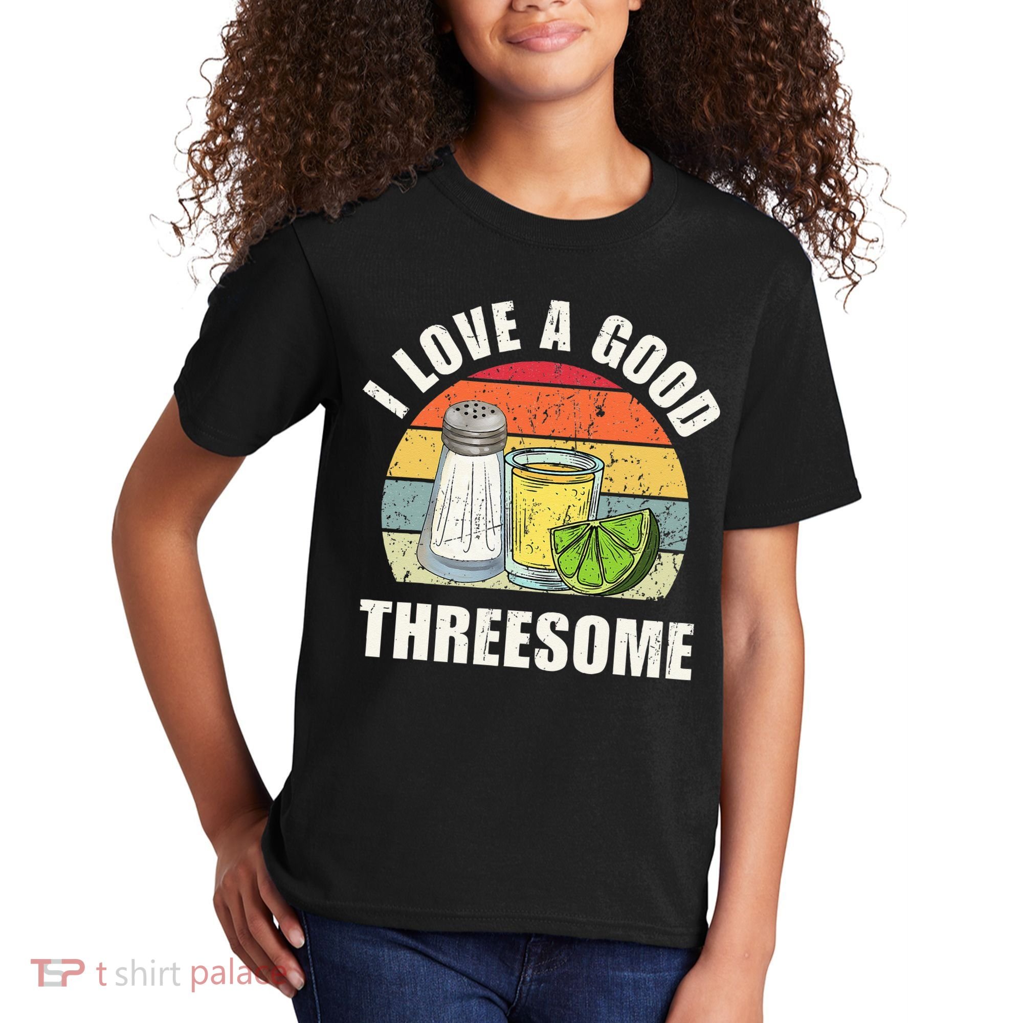 Salt Tequila Lime Love A Good Threesome Humor Bartender Kids T-Shirt