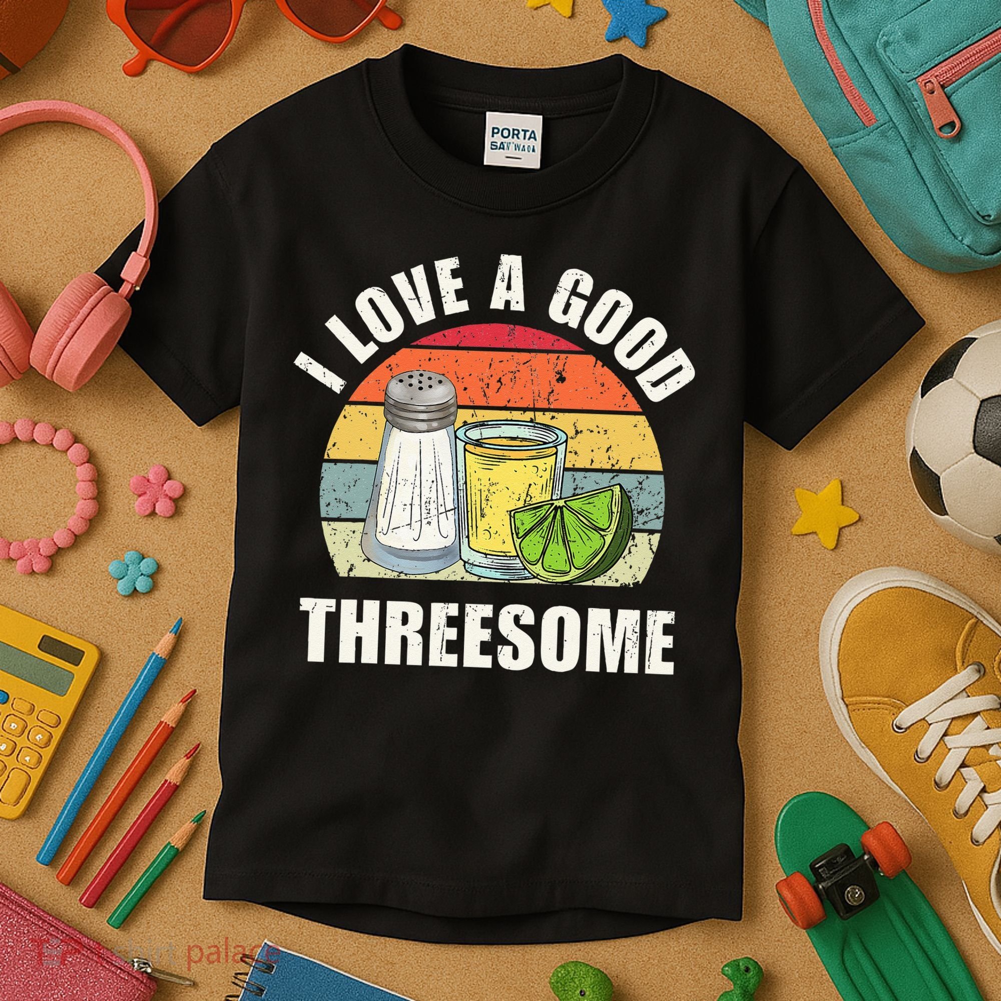 Salt Tequila Lime Love A Good Threesome Humor Bartender Kids T-Shirt