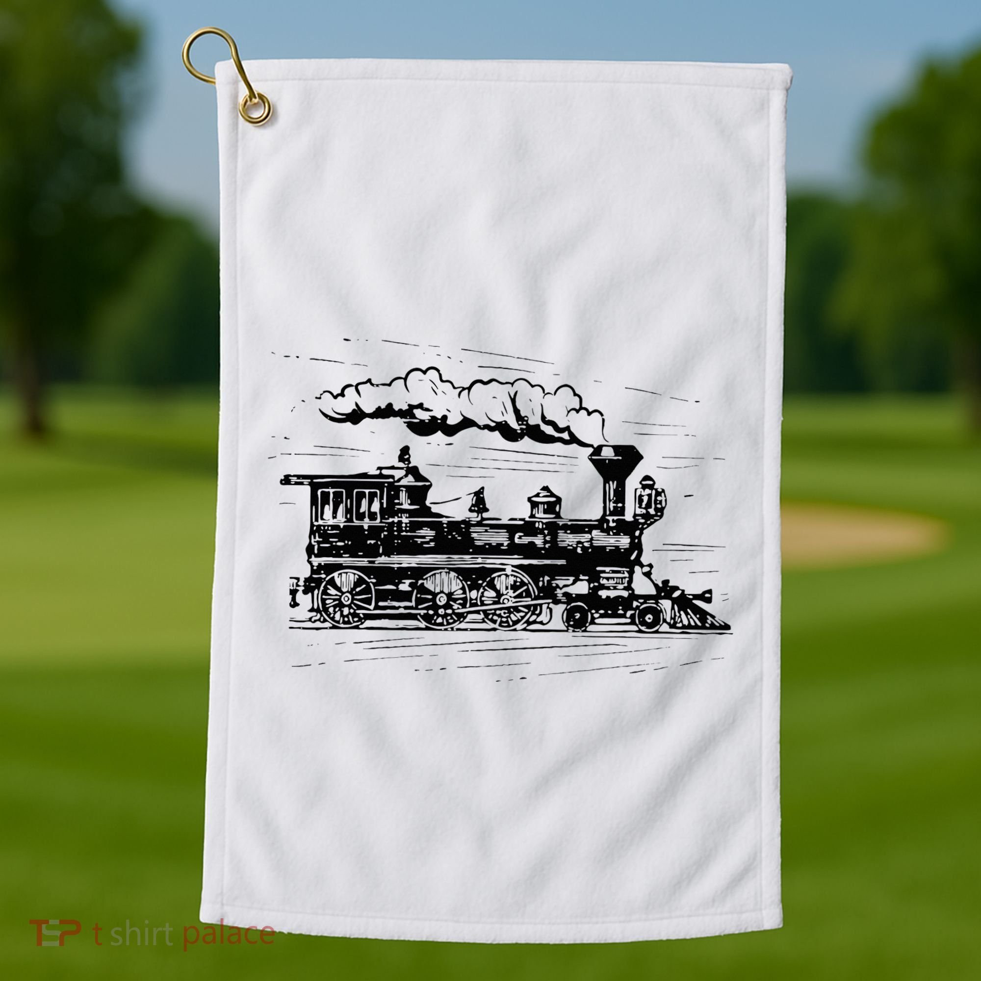 Steam Train Locomotive Engineer Railway Women Golf Towel