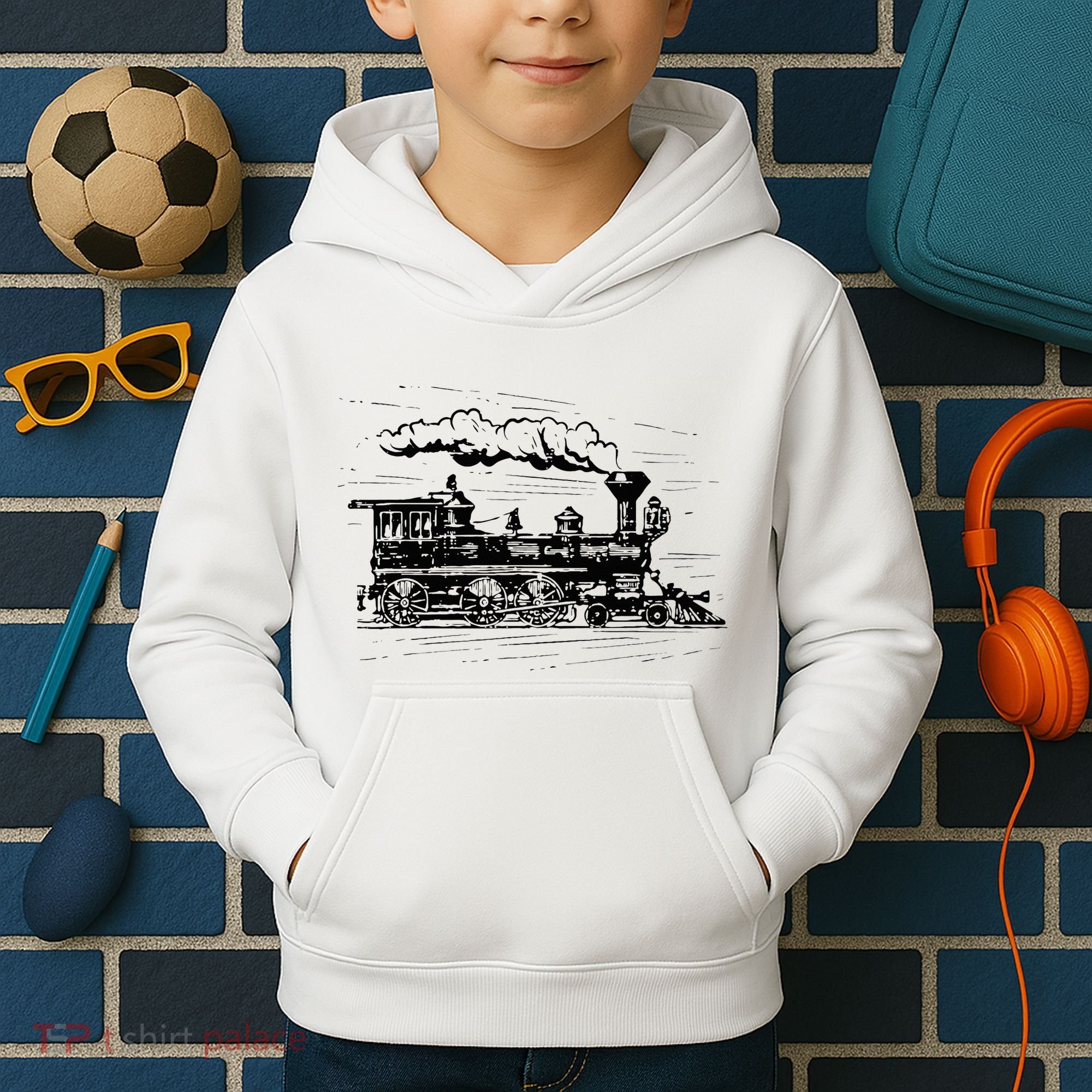 Steam Train Locomotive Engineer Railway Women Kids Hoodie