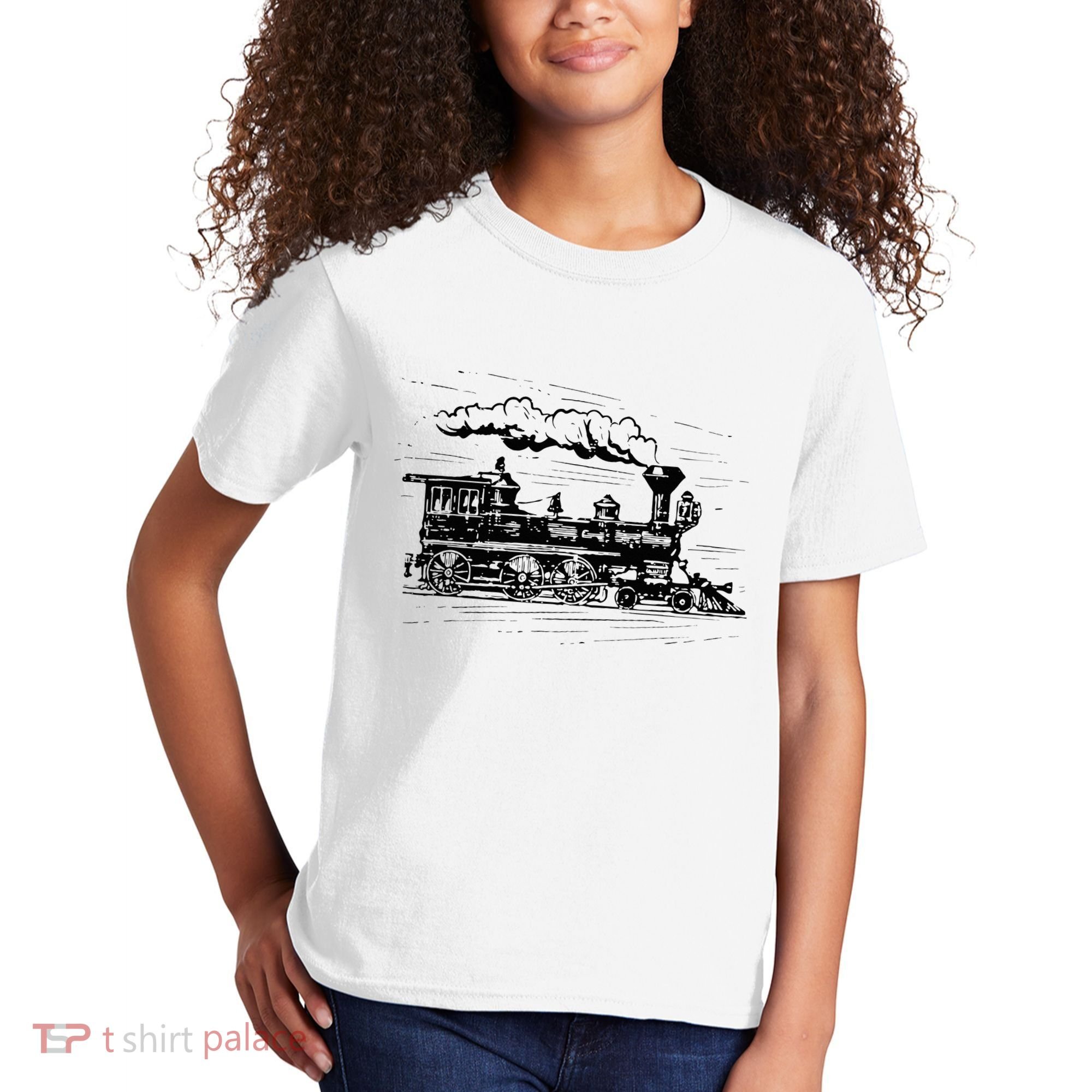 Steam Train Locomotive Engineer Railway Women Kids T-Shirt