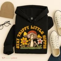 Stay Trippy Little Hippy Mushroom Flowers Hoodie thumb 4