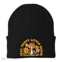 Stay Trippy Little Hippy Mushroom Flowers Beanie thumb 0
