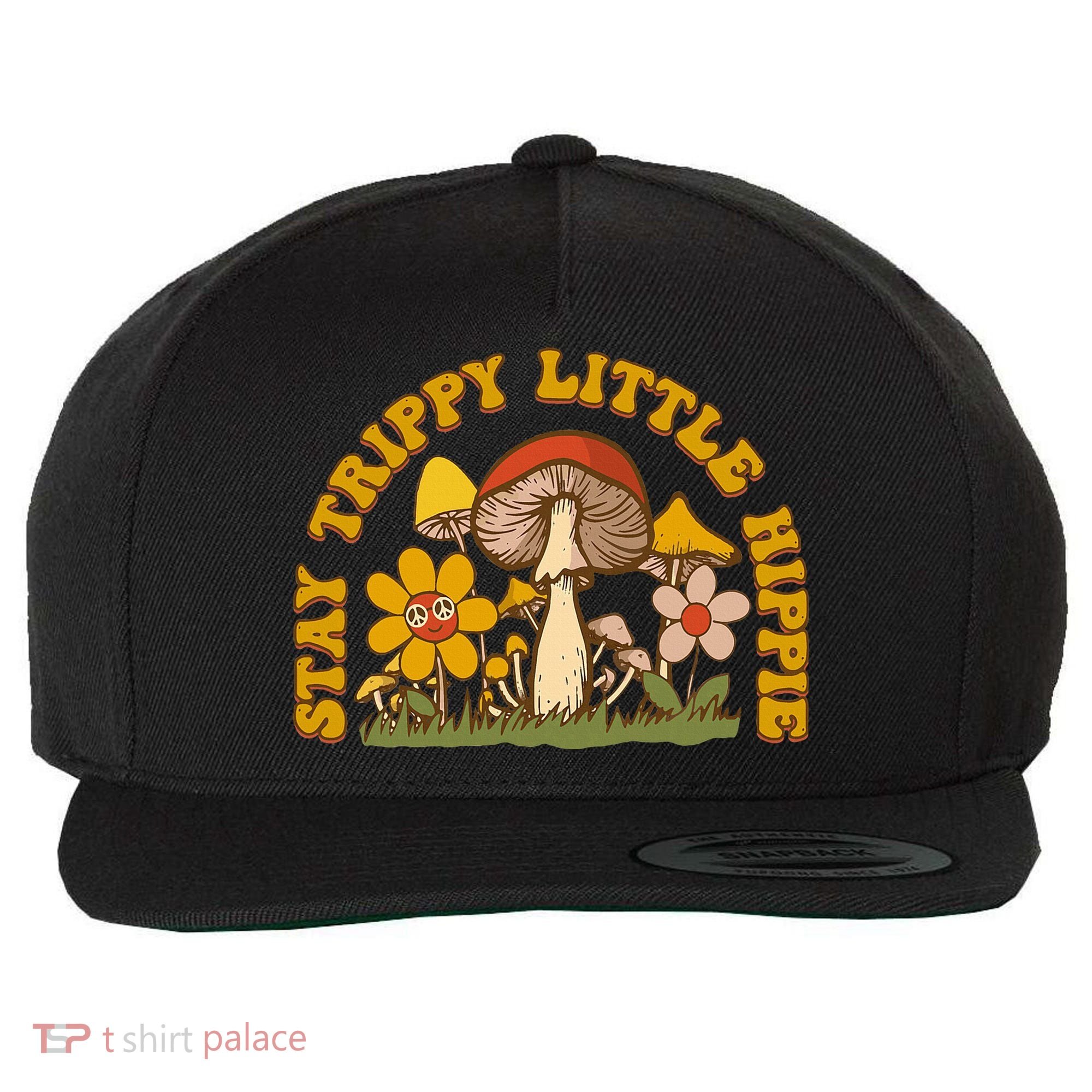 Stay Trippy Little Hippy Mushroom Flowers Wool Snapback Cap