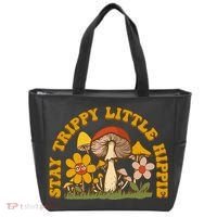 Stay Trippy Little Hippy Mushroom Flowers Tote Bag thumb 0