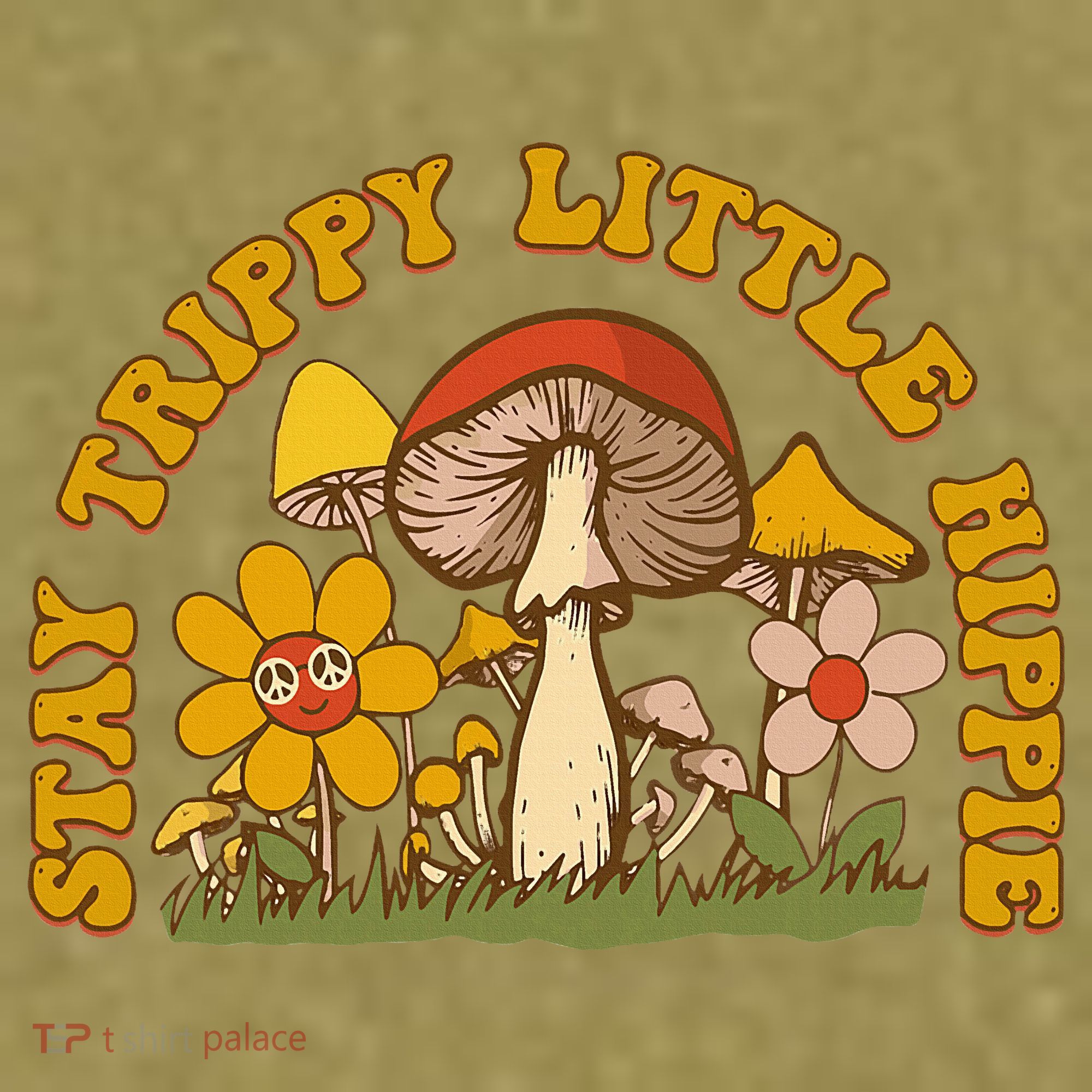 Stay Trippy Little Hippy Mushroom Flowers Garment-Dyed Women's Muscle Tee