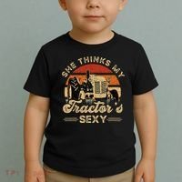 She think my tractor's sexy Farming Farmer Farm Farmer Toddler T-Shirt thumb 2