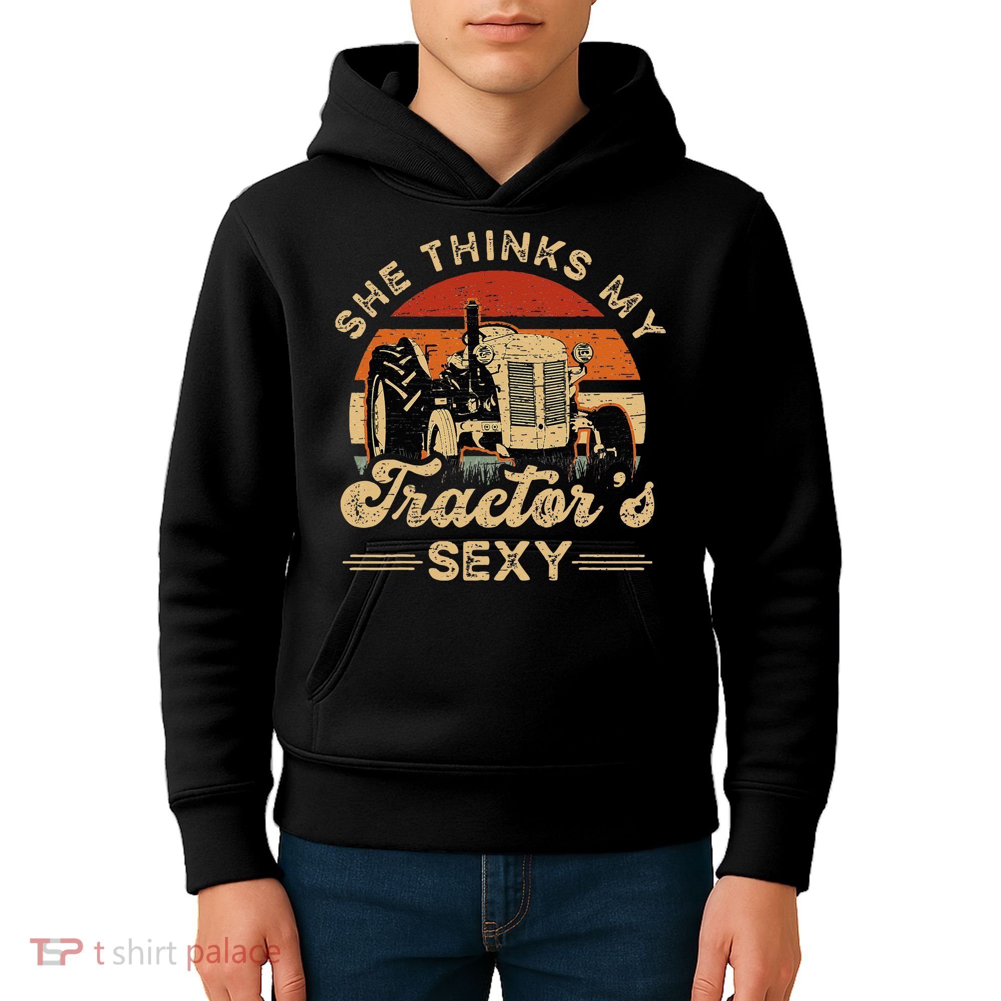 She think my tractor's sexy Farming Farmer Farm Farmer Kids Hoodie
