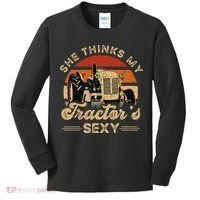 She think my tractor's sexy Farming Farmer Farm Farmer Kids Long Sleeve Shirt thumb 0