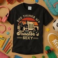 She think my tractor's sexy Farming Farmer Farm Farmer Kids T-Shirt thumb 3