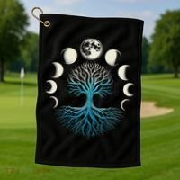 Spiritual Tree Moon Phases Yoga Golf Towel thumb 1